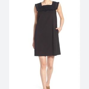 Madewell Black Sundream Crochet Fringe Shift Night Out Dress Size 12